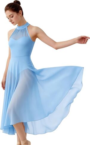 Lyrical Dance Costume for Women White Contemporary Dance Dress Adult Flowy Ballet Dancewear in Saudi Arabia