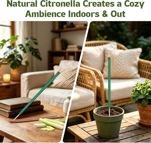Citronella Incense Sticks Outdoor, 36 Pack Citronella Incense with Holder, Burns Up to 100 Hours, Natural Incense Stick for Outside Patio Camping Backyard Balcony Yard Picnic Outdoor Indoor Use in Saudi Arabia