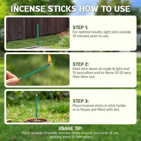 Citronella Incense Sticks Outdoor, 36 Pack Citronella Incense with Holder, Burns Up to 100 Hours, Natural Incense Stick for Outside Patio Camping Backyard Balcony Yard Picnic Outdoor Indoor Use in Saudi Arabia