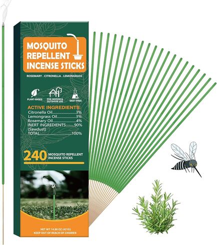 90 pcs Mosquito Repellent Outdoor Patio Sticks, Citronella Repellent Incense Sticks, Natural Essential Oil Incense, Repel Mosquito for Indoor, Patio, Camping, Fishing in Saudi Arabia