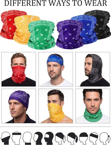 Hahafelt 60 Pcs Paisley Neck Gaiter Bulk Seamless Bandanas Face Mask for Men Women Summer UV Outdoor Cycling Hiking Fishing in Kuwait