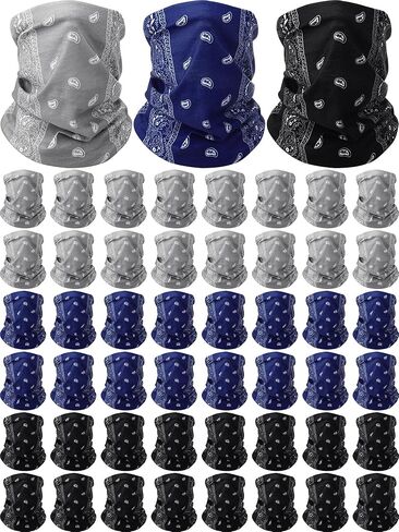 Hahafelt 60 Pcs Paisley Neck Gaiter Bulk Seamless Bandanas Face Mask for Men Women Summer UV Outdoor Cycling Hiking Fishing in Kuwait