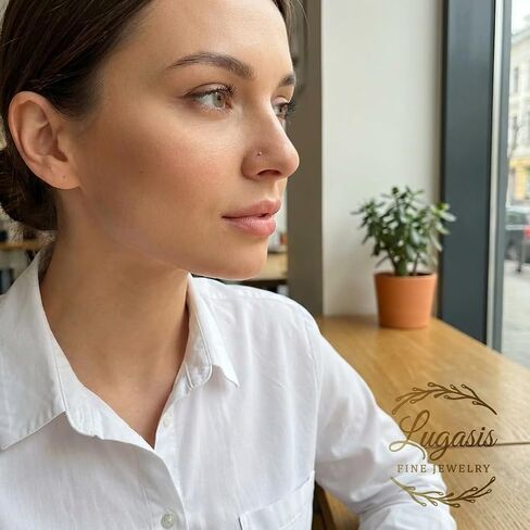 مسمار أنف ذهبي مقاس 24، حلقة أنف على شكل حرف L مملوءة بالذهب عيار 14 قيراط للنساء، مجوهرات مسمار أنف صغيرة 1 مم لثقب الأنف، مريحة وخفيفة الوزن للارتداء اليومي in Kuwait