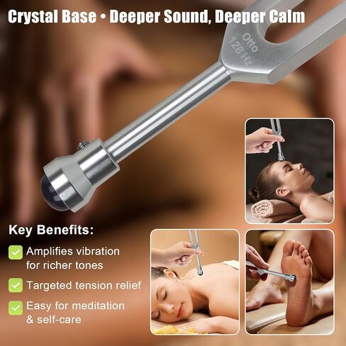 Tuning Forks for Healing Set - 128Hz,136.1Hz,256Hz,384Hz Weighted & Unweighted, Crystal Base, Activator, Mallet, Leather Pouch, Chakra Sound Healing Tools for Meditation, Yoga, Stress Relief in Saudi Arabia