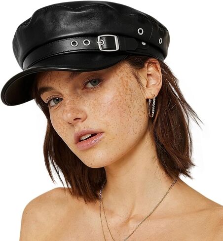 Newsboy Hats for Women and Men PU Leather Visor Beret Hat y2k Hat Women's Octagonal Cap in Kuwait