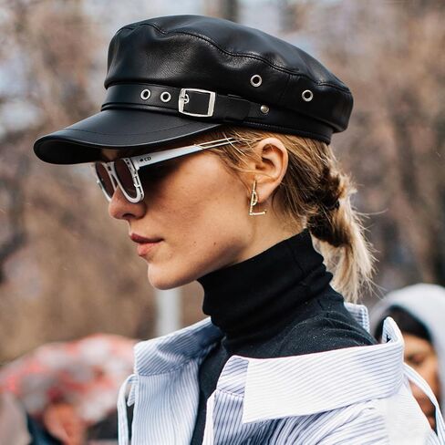 Newsboy Hats for Women and Men PU Leather Visor Beret Hat y2k Hat Women's Octagonal Cap in Kuwait