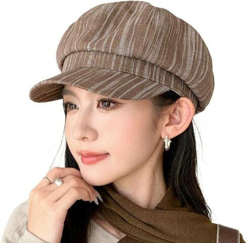 قبعة نسائية مخططة مثمنة لموزع الصحف قبعة كلاسيكية من Ivy Paperboy Cabbie Gatsby رسام قبعات عصرية قبعة بيريه للاستخدام اليومي in Kuwait
