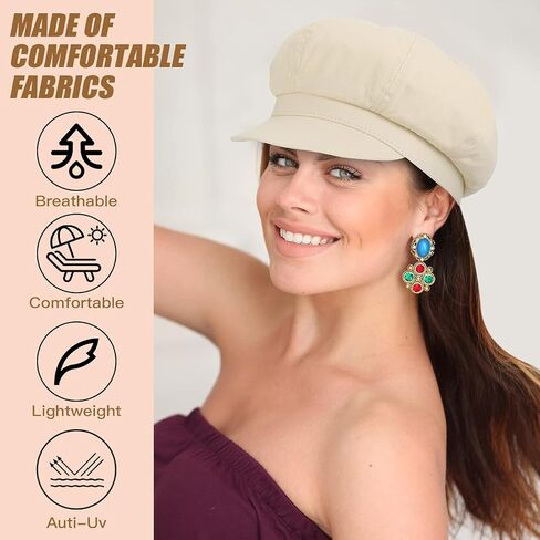 stablerice 2Pcs Newsboy Hats for Women Summer Hats Visor Beret Hat 8 Panels Cabbie Hat Octagonal Cap for Women in Saudi Arabia