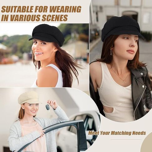 stablerice 2Pcs Newsboy Hats for Women Summer Hats Visor Beret Hat 8 Panels Cabbie Hat Octagonal Cap for Women in Saudi Arabia