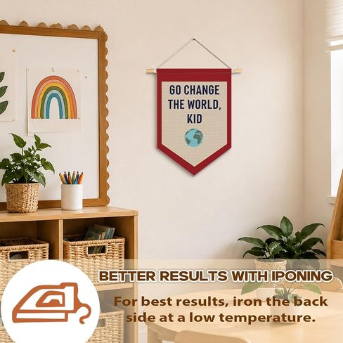 Playroom Wall Decor, Motivational Decor Go Change the World Kid Pennant Flag Banner, Playroom Hanging Wall Art for Bedroom Nursery Play Room Essentials, 15x11 Inch in Saudi Arabia