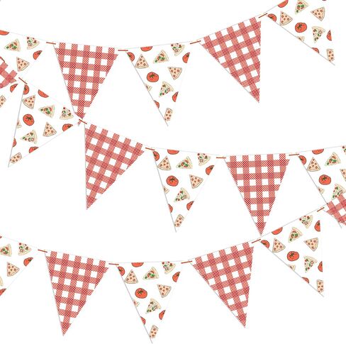 3pcs Pizza Party Pennant Banner, Red Gingham Pizza Print Triangle Bunting Banners for Pizza Themed Birthday Italian Food Party Picnic Pizza Night Party Supplies in Saudi Arabia