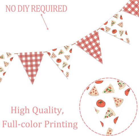3pcs Pizza Party Pennant Banner, Red Gingham Pizza Print Triangle Bunting Banners for Pizza Themed Birthday Italian Food Party Picnic Pizza Night Party Supplies in Saudi Arabia