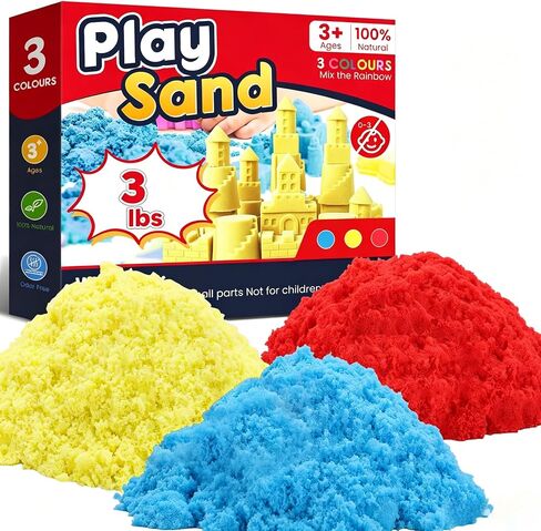 FURWEY 3lbs Play Sand,Mixed Packaging of 3-Color Sensory Sand,Suitable for Children to Shaping, Squeezing and Sculpting（Without Molds） in Saudi Arabia