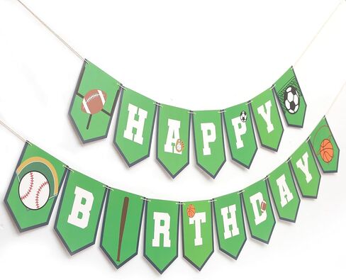 Sports Happy Birthday Banner - Ball Games Party Decoration, Happy Birthday Basketball Baseball Football Rugby Decorations, Sport Themed Bunting Sign, For Photo Props Party Supplies (Sports Happy Birthday) in Saudi Arabia