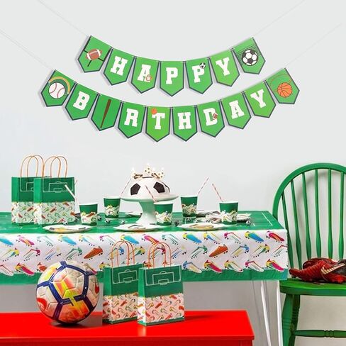 Sports Happy Birthday Banner - Ball Games Party Decoration, Happy Birthday Basketball Baseball Football Rugby Decorations, Sport Themed Bunting Sign, For Photo Props Party Supplies (Sports Happy Birthday) in Saudi Arabia