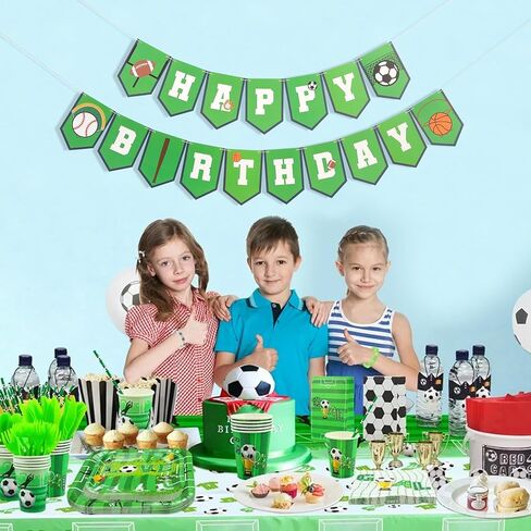 Sports Happy Birthday Banner - Ball Games Party Decoration, Happy Birthday Basketball Baseball Football Rugby Decorations, Sport Themed Bunting Sign, For Photo Props Party Supplies (Sports Happy Birthday) in Saudi Arabia