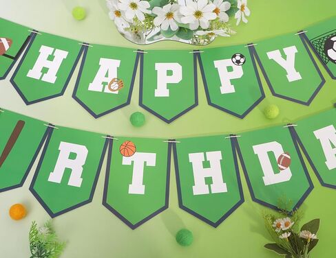Sports Happy Birthday Banner - Ball Games Party Decoration, Happy Birthday Basketball Baseball Football Rugby Decorations, Sport Themed Bunting Sign, For Photo Props Party Supplies (Sports Happy Birthday) in Saudi Arabia