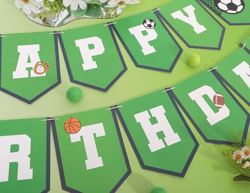 Sports Happy Birthday Banner - Ball Games Party Decoration, Happy Birthday Basketball Baseball Football Rugby Decorations, Sport Themed Bunting Sign, For Photo Props Party Supplies (Sports Happy Birthday) in Saudi Arabia