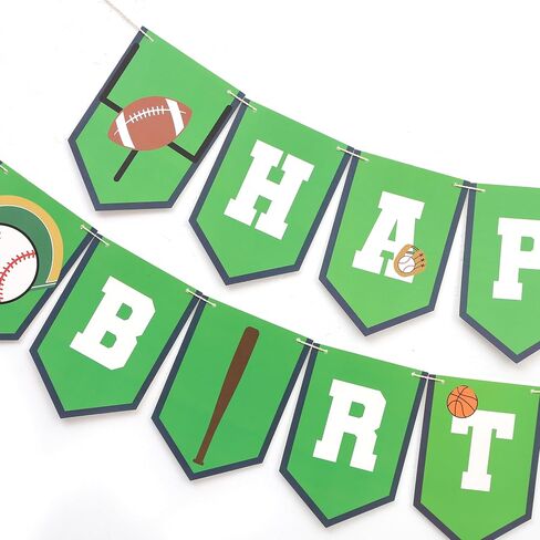 Sports Happy Birthday Banner - Ball Games Party Decoration, Happy Birthday Basketball Baseball Football Rugby Decorations, Sport Themed Bunting Sign, For Photo Props Party Supplies (Sports Happy Birthday) in Saudi Arabia