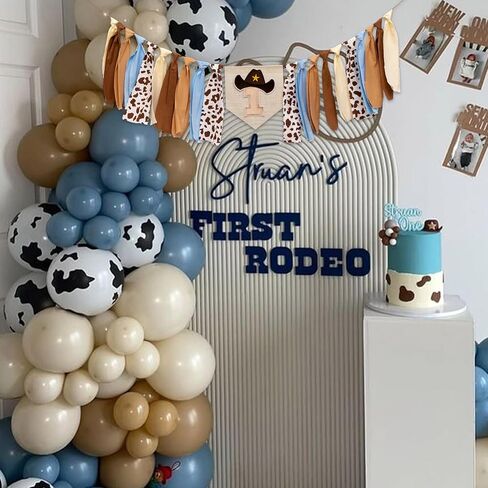 Cowboy Theme 1st Birthday High Chair Banner - My First Rodeo Decorations Boy, Cowboy Theme Western First Birthday Party Decorations (cow 1st banner) in Kuwait