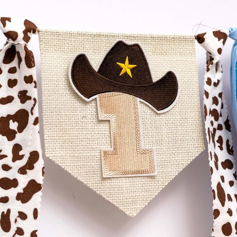 Cowboy Theme 1st Birthday High Chair Banner - My First Rodeo Decorations Boy, Cowboy Theme Western First Birthday Party Decorations (cow 1st banner) in Kuwait
