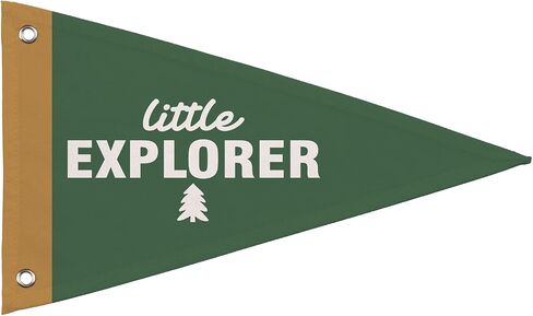 Little Explorer راية راية علم حضانة الأطفال ديكور جدار غرفة اللعب، فن جدار غرفة لعب مغامرة الغابة، ديكور معلق لغرفة نوم الأطفال الصغار للتخييم، ديكور حضانة الغابة، 14.9 × 9 بوصة in Kuwait