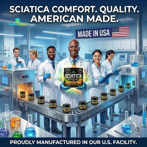 Sciatica Nerve Cream with Hemp Oil, Turmeric, Aloe & Lavender – Sciatic Nerve Comfort Cream for Lower Back & Legs – 5 oz – Non-Greasy Formula for Men & Women – Lab Tested, Made in USA in Saudi Arabia
