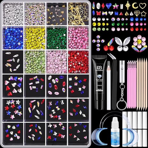 DAZZLEBRITE Tooth Gem Kit, Tooth Gems Kit for Teeth, Beginners Starter Crystals Teeth Gem Jewelry for Women Men, Bedazzling Gems Kits with Pickup Tools. in Saudi Arabia