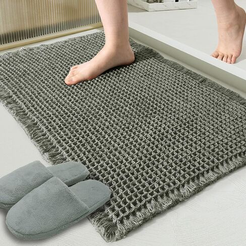 ZALL Tan Waffle Bath Mat,Super Absorbent Non Slip Bathroom Rug,Brown 18x30inch,Machine Washable Ultra Soft Floor Mats in Kuwait