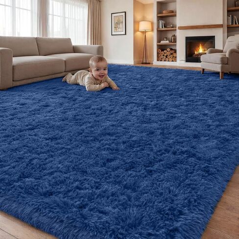 Area Rug for Living Room Bedroom: 5x7 Soft Fluffy Shag Rugs Upgrade Non-Slip High Pile Carpet Large Fuzzy Plush Indoor Floor Shaggy Carpets for Nursery Kid Playroom Office Dorms Home Decor Black in Saudi Arabia