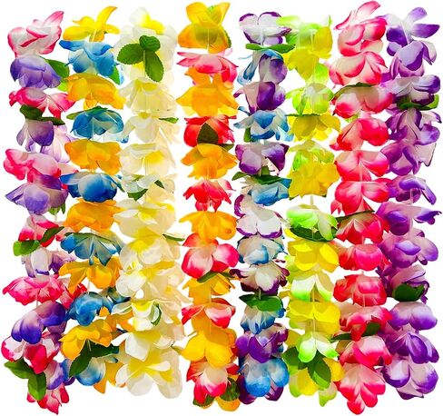 8 Counts Hawaiian Leis Necklace Leis Headbands Leis Tropical Luau Hawaii Silk Flower Lei Theme Party Favors Holiday Wedding Beach Birthday Decorations in Saudi Arabia