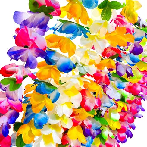 8 Counts Hawaiian Leis Necklace Leis Headbands Leis Tropical Luau Hawaii Silk Flower Lei Theme Party Favors Holiday Wedding Beach Birthday Decorations in Saudi Arabia