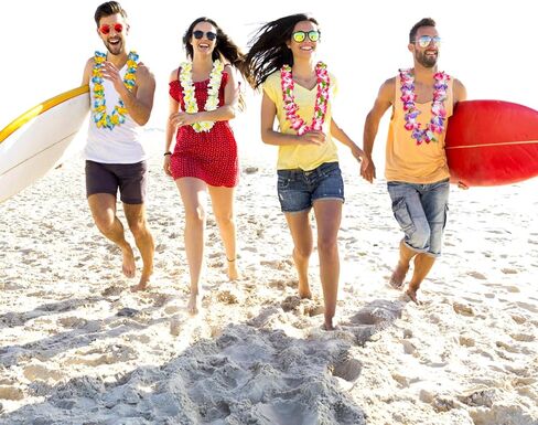 8 Counts Hawaiian Leis Necklace Leis Headbands Leis Tropical Luau Hawaii Silk Flower Lei Theme Party Favors Holiday Wedding Beach Birthday Decorations in Saudi Arabia