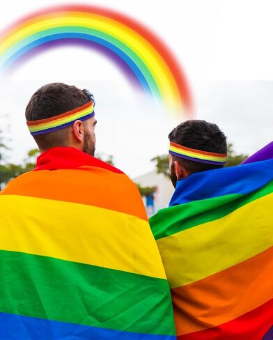 5-Pack Gay Pride Accessory Set, Rainbow Cape, Sweatband, Headband, Wristbands, Sunglasses for Pride Parades, Festivals, Sports and Costumes in Saudi Arabia