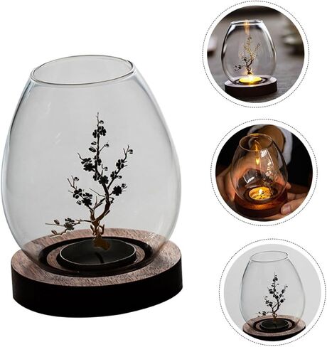 SHINEOFI Glass Candle Cover Decorative Candle Holder Glass Craft Shade for Romantic Dinner Home Décor in Kuwait