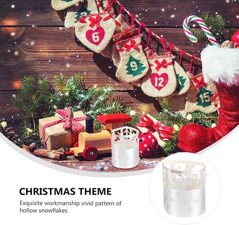 Ciieeo 50 Pcs Silver Snowflake Paper Candle Lampshades Hollow Design Christmas Party Decoration for Home and Office Holiday Use in Kuwait