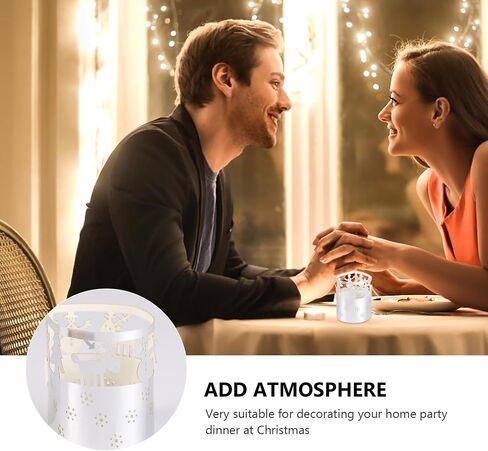 Ciieeo 50 Pcs Silver Snowflake Paper Candle Lampshades Hollow Design Christmas Party Decoration for Home and Office Holiday Use in Kuwait