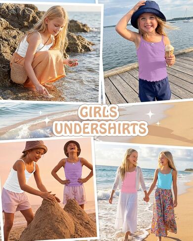 5 Pack Girls Tank Camisole 5-14 Years Kids Soft Sleeveless Undershirts Tops Bow Lettuce Trim Basic Cami Layer Dance in Kuwait