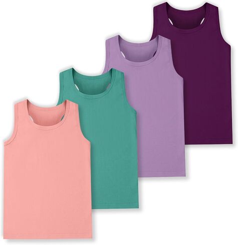 4 Pack Girls Tank Tops Girls Undershirts Soft Cotton Kids Sleeveless Toddlers Dance Tops for Ballet (2T-16Y) in Kuwait