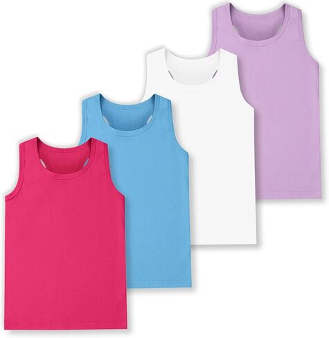 4 Pack Girls Tank Tops Girls Undershirts Soft Cotton Kids Sleeveless Toddlers Dance Tops for Ballet (2T-16Y) in Saudi Arabia