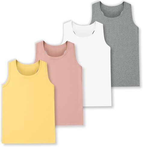 4 Pack Girls Tank Tops Girls Undershirts Soft Cotton Kids Sleeveless Toddlers Dance Tops for Ballet (2T-16Y) in Saudi Arabia