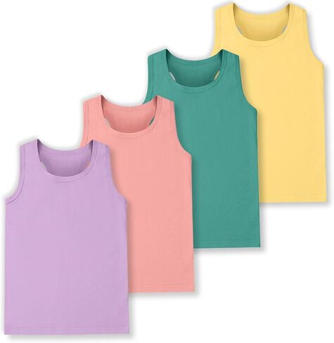 4 Pack Girls Tank Tops Girls Undershirts Soft Cotton Kids Sleeveless Toddlers Dance Tops for Ballet (2T-16Y) in Saudi Arabia
