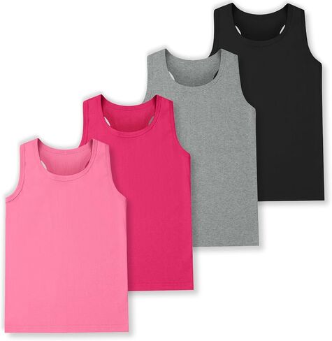 4 Pack Girls Tank Tops Girls Undershirts Soft Cotton Kids Sleeveless Toddlers Dance Tops for Ballet (2T-16Y) in Saudi Arabia