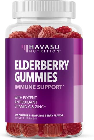 Sambucus Elderberry Gummies with Vitamin C & Zinc for Adults - 100mg Elderberry Extract for Daily Wellness Defense & Immune Support - Vegan, Non-GMO, Gluten Free - Berry Flavor, 60 Count in Saudi Arabia