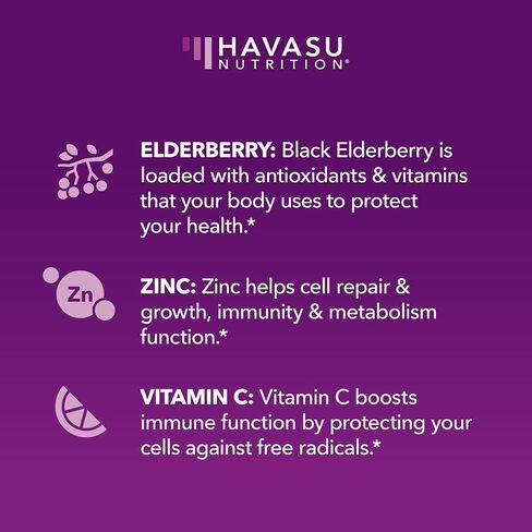 Sambucus Elderberry Gummies with Vitamin C & Zinc for Adults - 100mg Elderberry Extract for Daily Wellness Defense & Immune Support - Vegan, Non-GMO, Gluten Free - Berry Flavor, 60 Count in Saudi Arabia