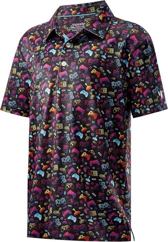 Boys Golf Shirts Short Sleeve Youth Performance Polo Dry Fit Printed Collared Kids Polo Shirts for Boy 6-18 Years in Saudi Arabia