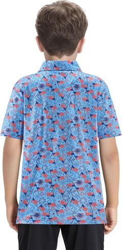 Boys Golf Shirts Short Sleeve Youth Performance Polo Dry Fit Printed Collared Kids Polo Shirts for Boy 6-18 Years in Kuwait