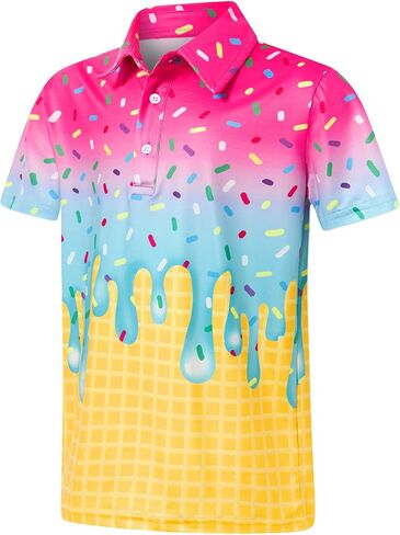 Move Dance Boys Polo Shirt Ice Cream Short Sleeve Golf Clothes Kids Fashion Cool Active 5-14T in Saudi Arabia