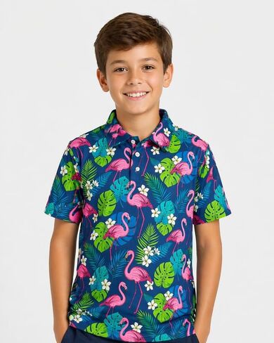 Boys Polo Shirts Short Sleeve Golf Shirts Casual Collared Tops for Kids School Uniform 5-14 Years in Kuwait