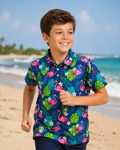 Boys Polo Shirts Short Sleeve Golf Shirts Casual Collared Tops for Kids School Uniform 5-14 Years in Kuwait